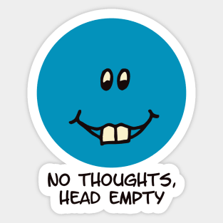Goofy Blue Face with No Thoughts Head Empty Quote Sticker